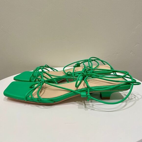 Veronica Beard Foley Ankle Tie Sandal Jungle Green NEW - Size: 8 - Picture 7 of 12